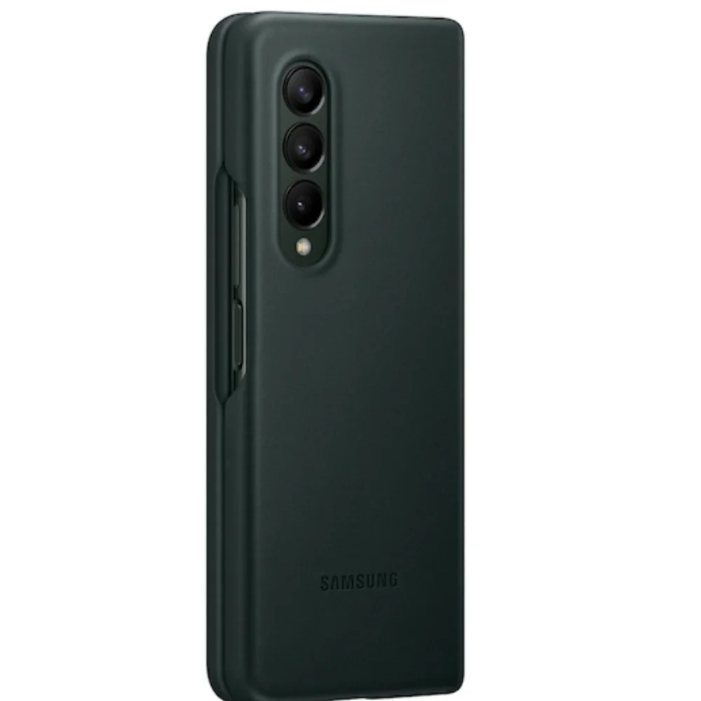Samsung Z Fold3 5G Leather Cover, Green (Used)